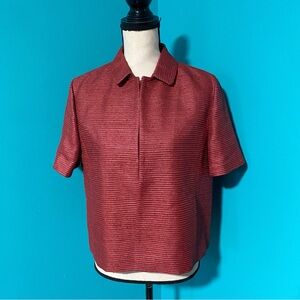 Akris Punto Exclusive Saks Fifth Avenue 10 Red Textured Silk Short Sleeve Jacket
